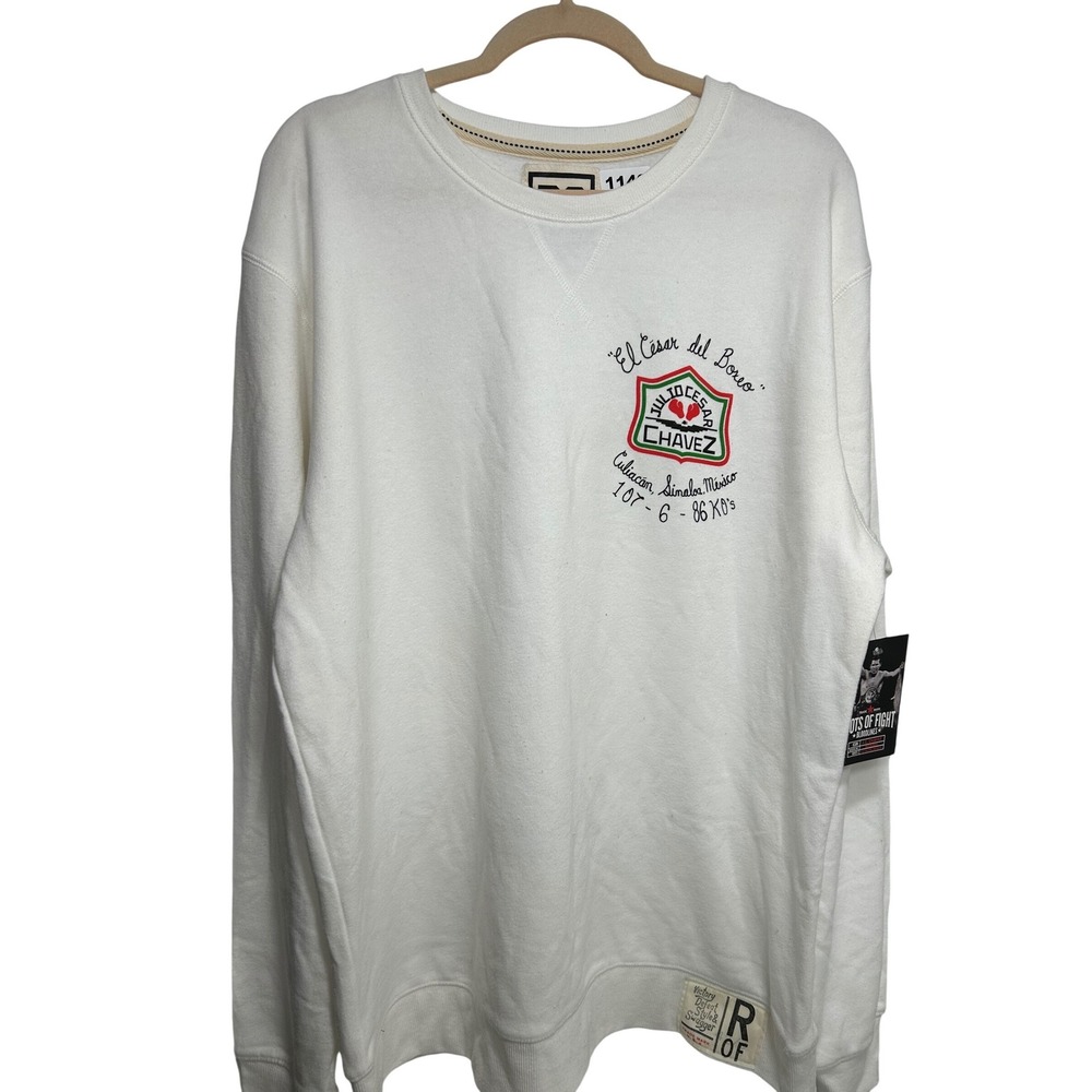 Roots of Fight Julio Cesar Chavez White Sweatshirt XXL El Cesar del Boxeo NEW
